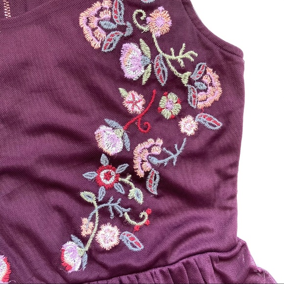 Embroidered Burgundy Boho Tulle Dress S - Picture 14 of 16